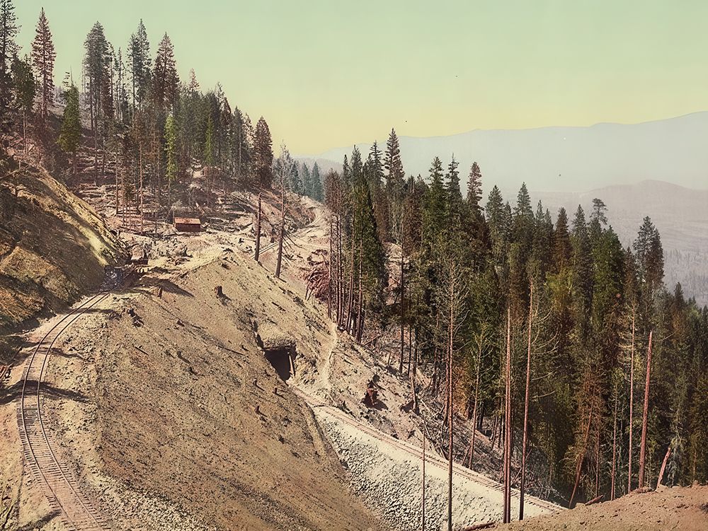 California - Loop and Tunnels Siskiyou Mountains Ca 1900 art print by Vintage Photochrom United States for $57.95 CAD