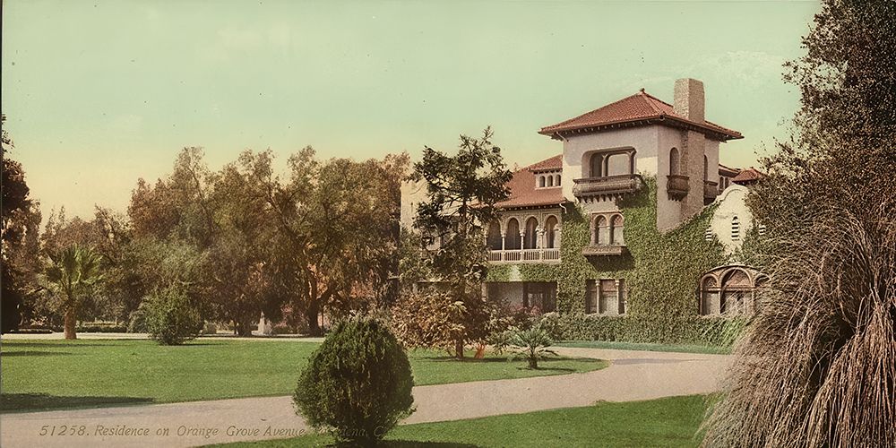 California - Residence on Orange Grove Avenue Pasadena Ca 1898 art print by Vintage Photochrom United States for $57.95 CAD