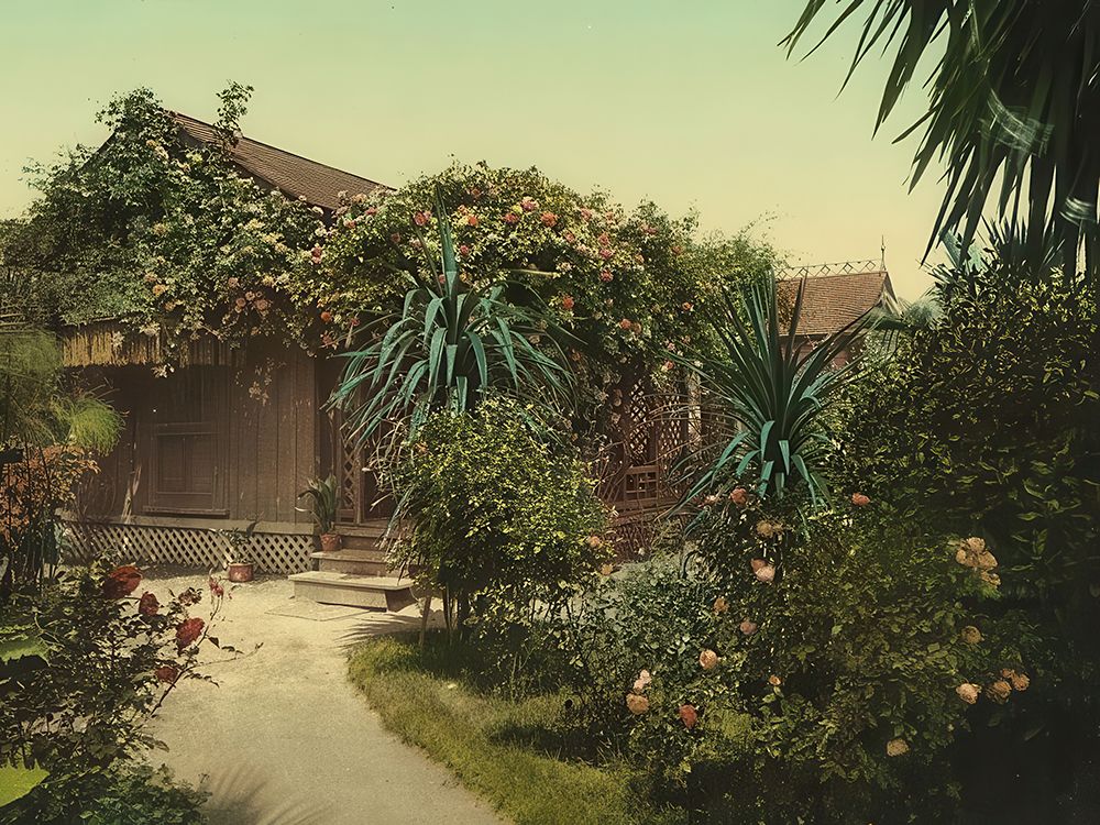 California - Rose-covered Cottage Pasadena Ca 1898 art print by Vintage Photochrom United States for $57.95 CAD