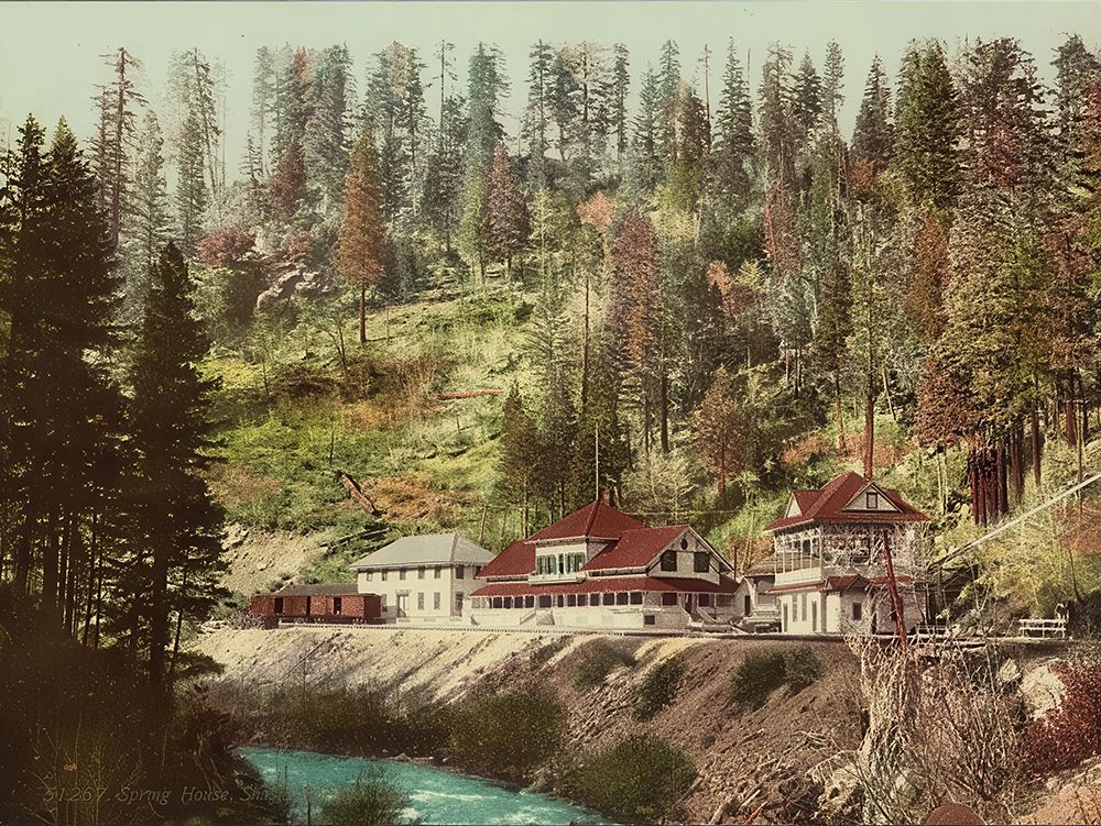 California - Spring House Shasta Springs Ca 1898 art print by Vintage Photochrom United States for $57.95 CAD