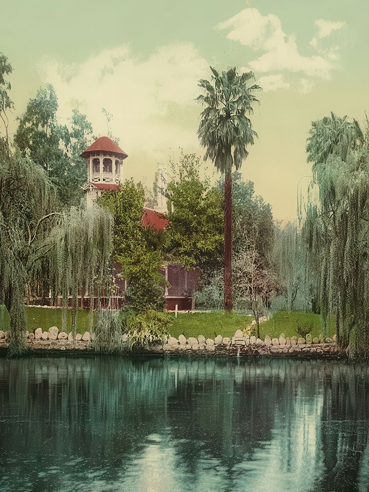 California - the Lake Lucky Baldwins Ranch Pasadena Ca 1898 art print by Vintage Photochrom United States for $57.95 CAD
