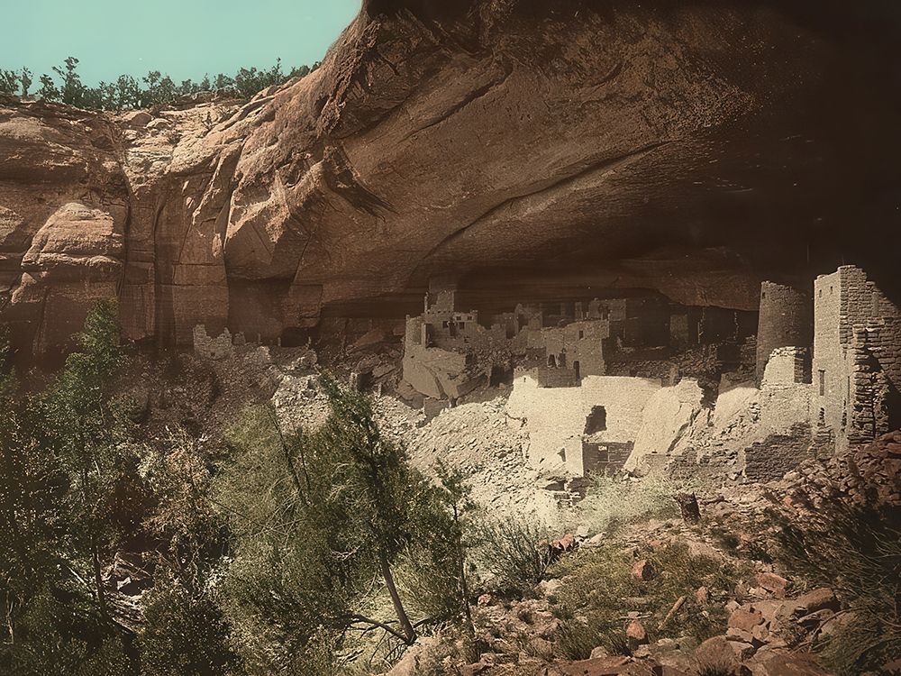 Colorado - Cliff Palace Mesa Verde Ca 1898 art print by Vintage Photochrom United States for $57.95 CAD