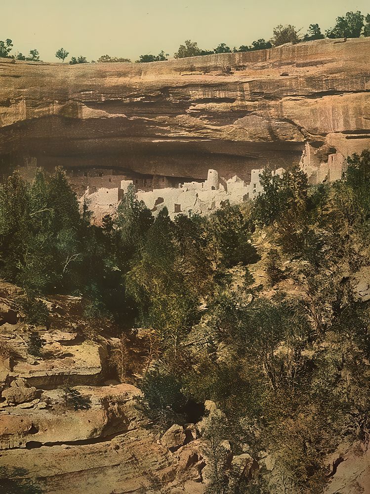 Colorado - Cliff Palace Mesa Verde General View Ca 1898 art print by Vintage Photochrom United States for $57.95 CAD