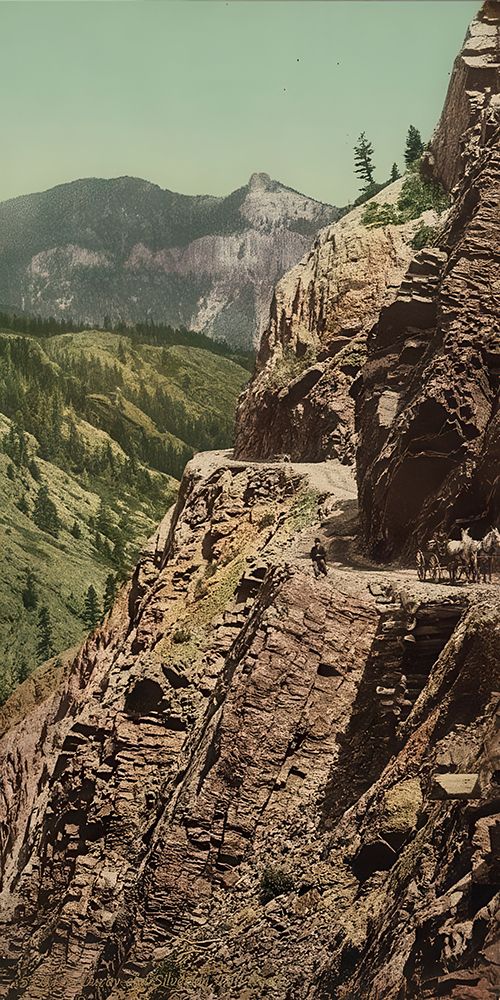 Colorado - Ouray and Silverton Toll Road Ca 1898 art print by Vintage Photochrom United States for $57.95 CAD