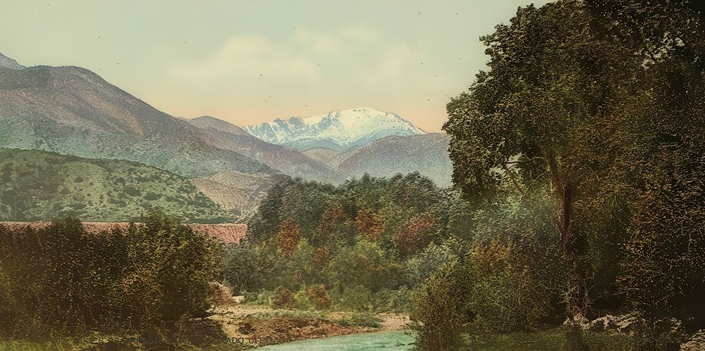 Colorado - Pikes Peak from Near Colorado City Ca 1898 art print by Vintage Photochrom United States for $57.95 CAD