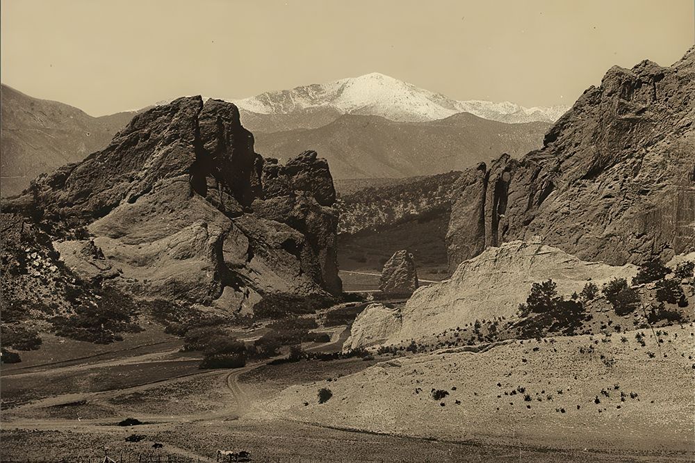 Colorado - Pikes Peak from the Garden of the Gods Ca 1898 art print by Vintage Photochrom United States for $57.95 CAD
