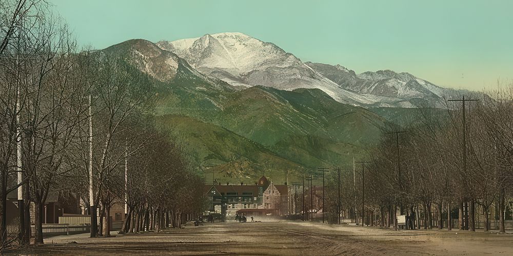 Colorado - Pikes Peak Avenue Colorado Springs Ca 1898 art print by Vintage Photochrom United States for $57.95 CAD