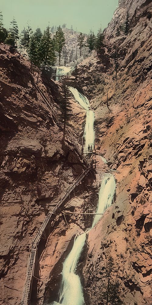 Colorado - Seven Falls Cheyenne Canyon Ca 1898 art print by Vintage Photochrom United States for $57.95 CAD