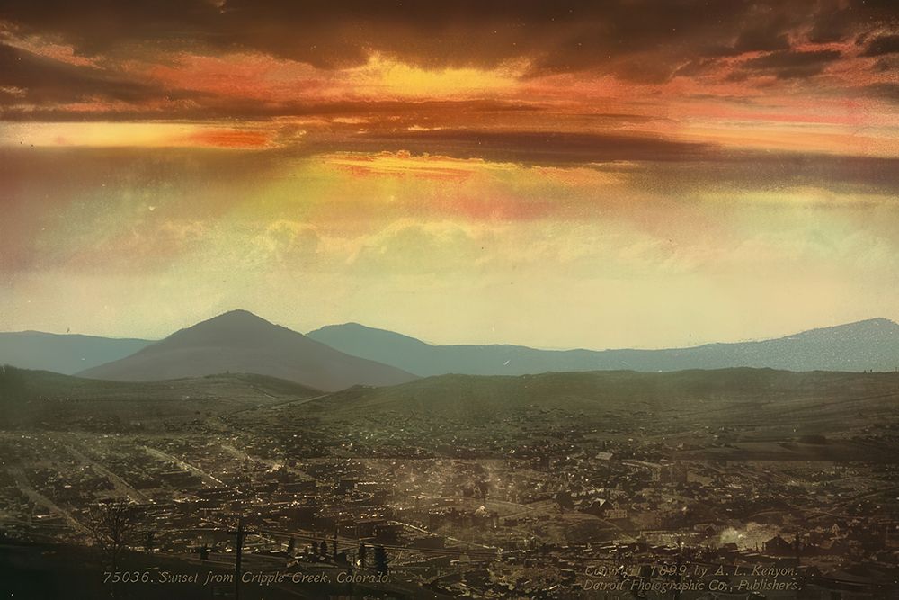Colorado - Sunset from Cripple Creek Ca 1899 art print by Vintage Photochrom United States for $57.95 CAD