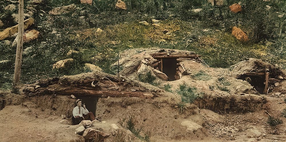 Colorado Dug Out Cabins Ca 1898 art print by Vintage Photochrom United States for $57.95 CAD