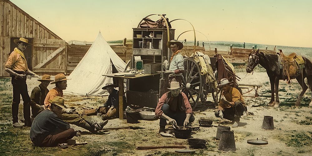 Colorado the Round up Grub Pile Ca 1898 art print by Vintage Photochrom United States for $57.95 CAD