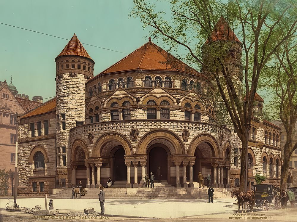 Connecticut - Osborn Hall Yale College Ca 1901 art print by Vintage Photochrom United States for $57.95 CAD