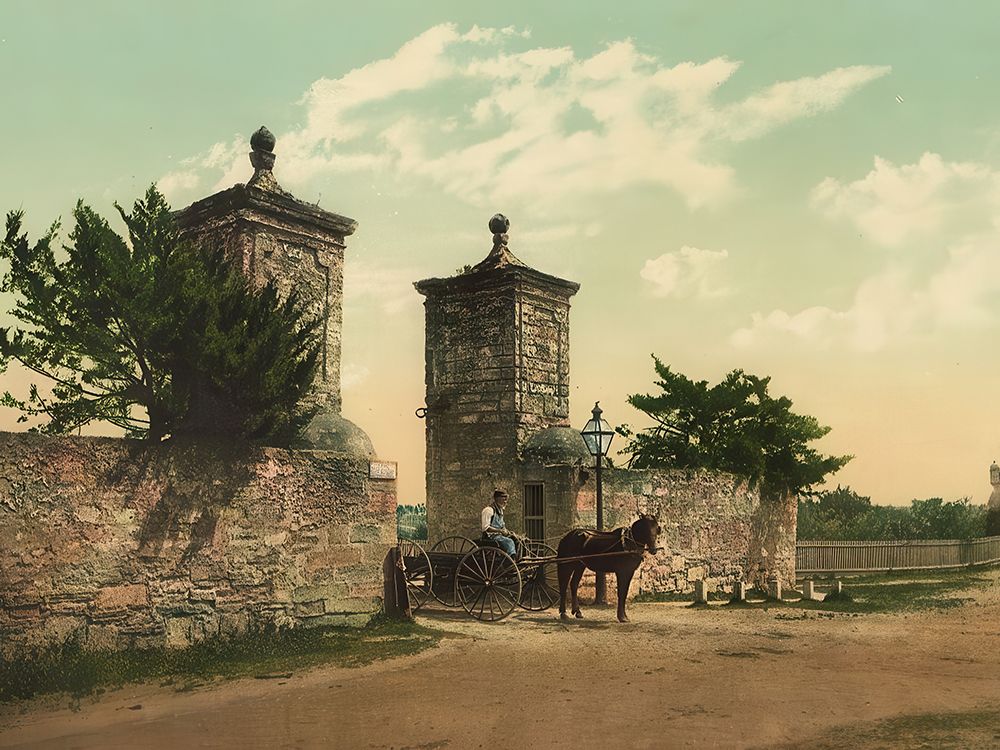 Florida - Old City Gate St Augustine Ca 1898 art print by Vintage Photochrom United States for $57.95 CAD
