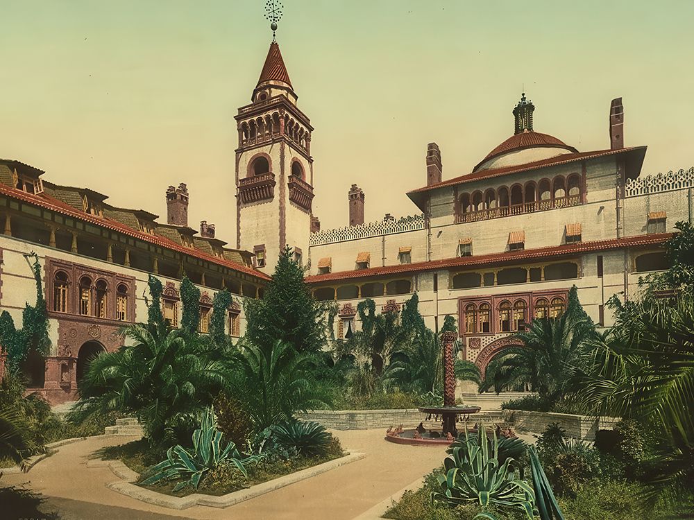 Florida - the Court in the Ponce De Leon Ca 1898 art print by Vintage Photochrom United States for $57.95 CAD