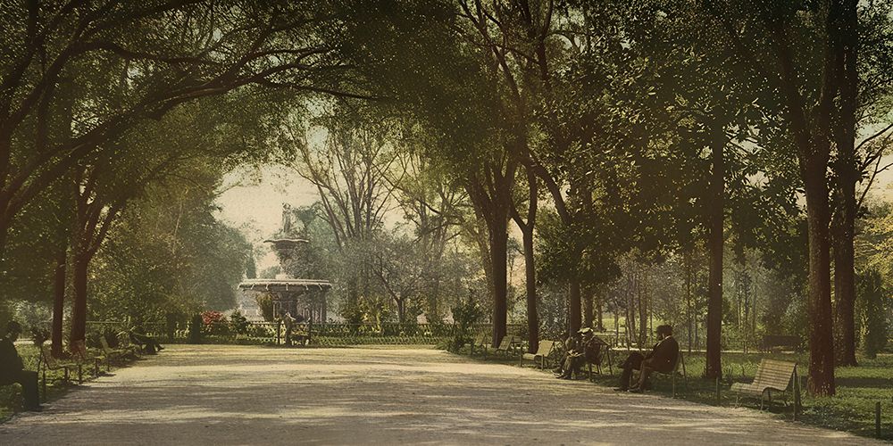 Georgia - Forsyth Park Savannah Ca 1901 art print by Vintage Photochrom United States for $57.95 CAD