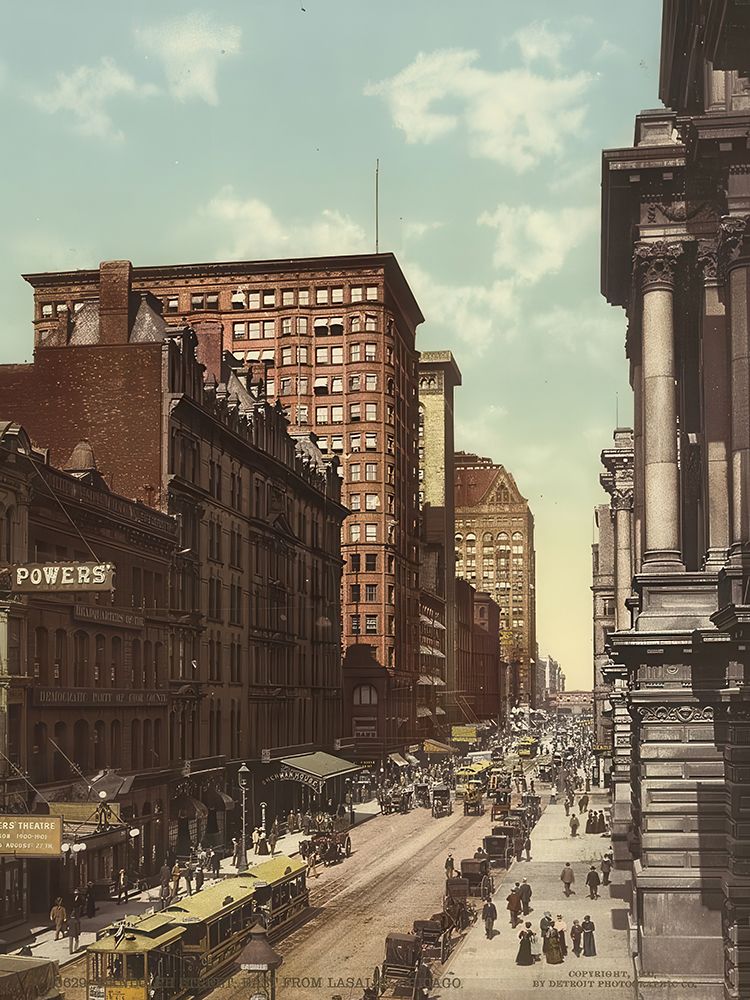 Illinois - Randolph Street East from Lasalle Chicago Ca 1900 art print by Vintage Photochrom United States for $57.95 CAD