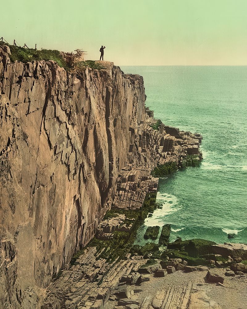 Maine - Sea Wall at Bald Head Cliff York Ca 1901 art print by Vintage Photochrom United States for $57.95 CAD