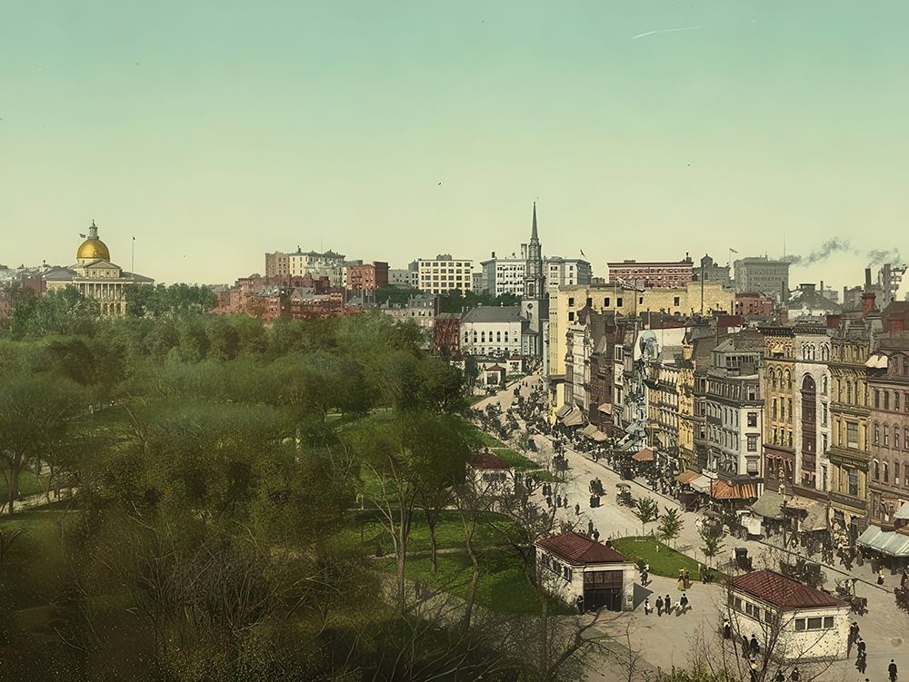 Massachusetts - Tremont Street Boston Ca 1904 art print by Vintage Photochrom United States for $57.95 CAD