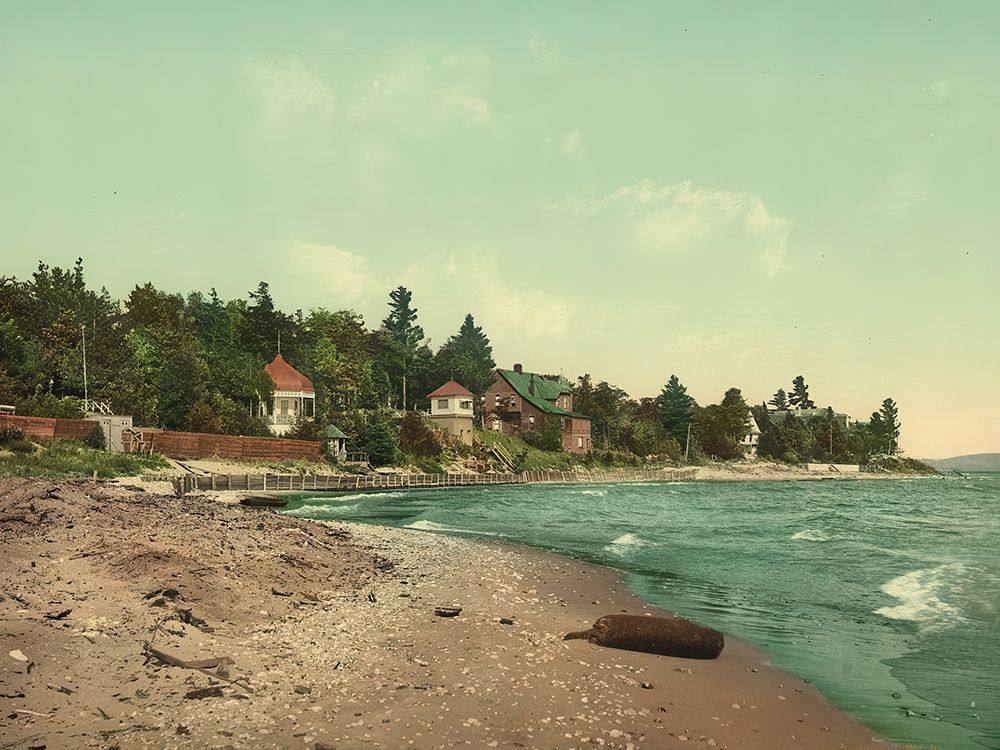 Michigan - Along the Shore Harbor Point Ca 1902 art print by Vintage Photochrom United States for $57.95 CAD