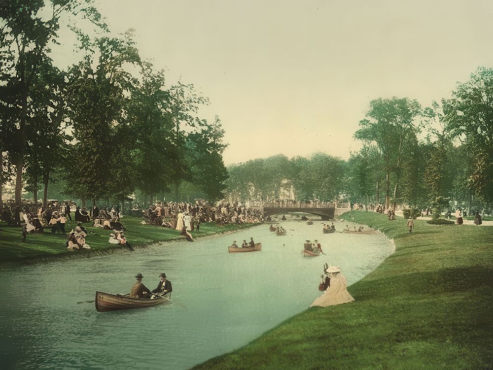 Michigan - Detroit Belle Isle Grand Canal Ca 1898 art print by Vintage Photochrom United States for $57.95 CAD