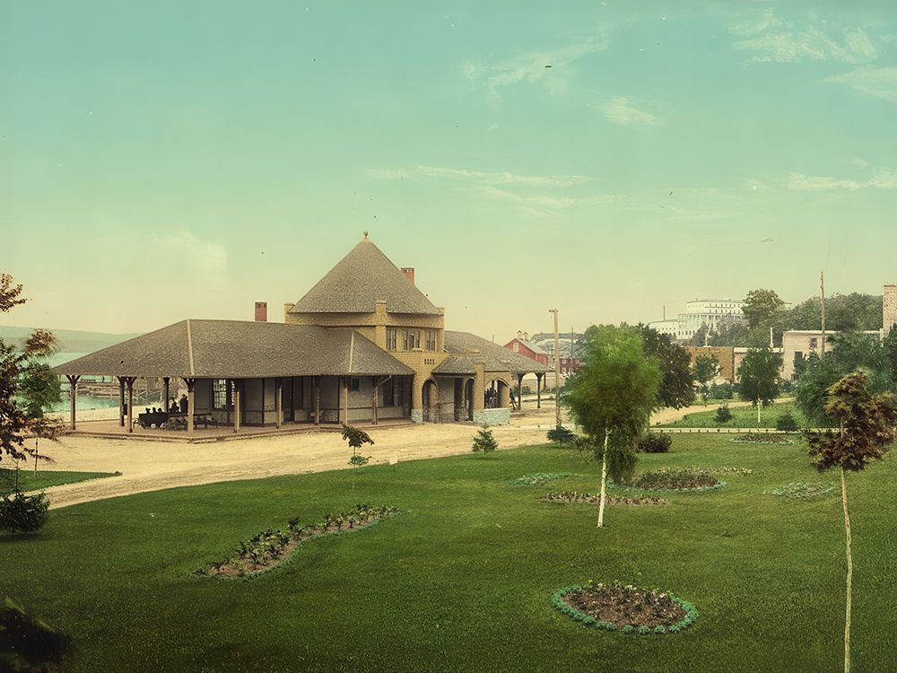 Michigan - Pere Marquette Station Petoskey Ca 1900 art print by Vintage Photochrom United States for $57.95 CAD