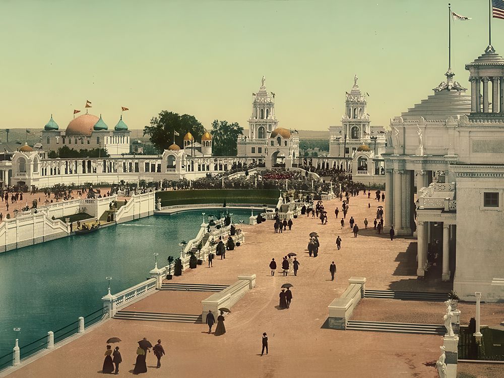 Nebraska - East End of Grand Court Trans-mississippi - International Exposition North Omaha Ca 1898 art print by Vintage Photochrom United States for $57.95 CAD