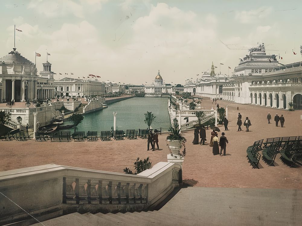 Nebraska - Grand Court Looking West Trans-mississippi Exposition Ca 1890 art print by Vintage Photochrom United States for $57.95 CAD