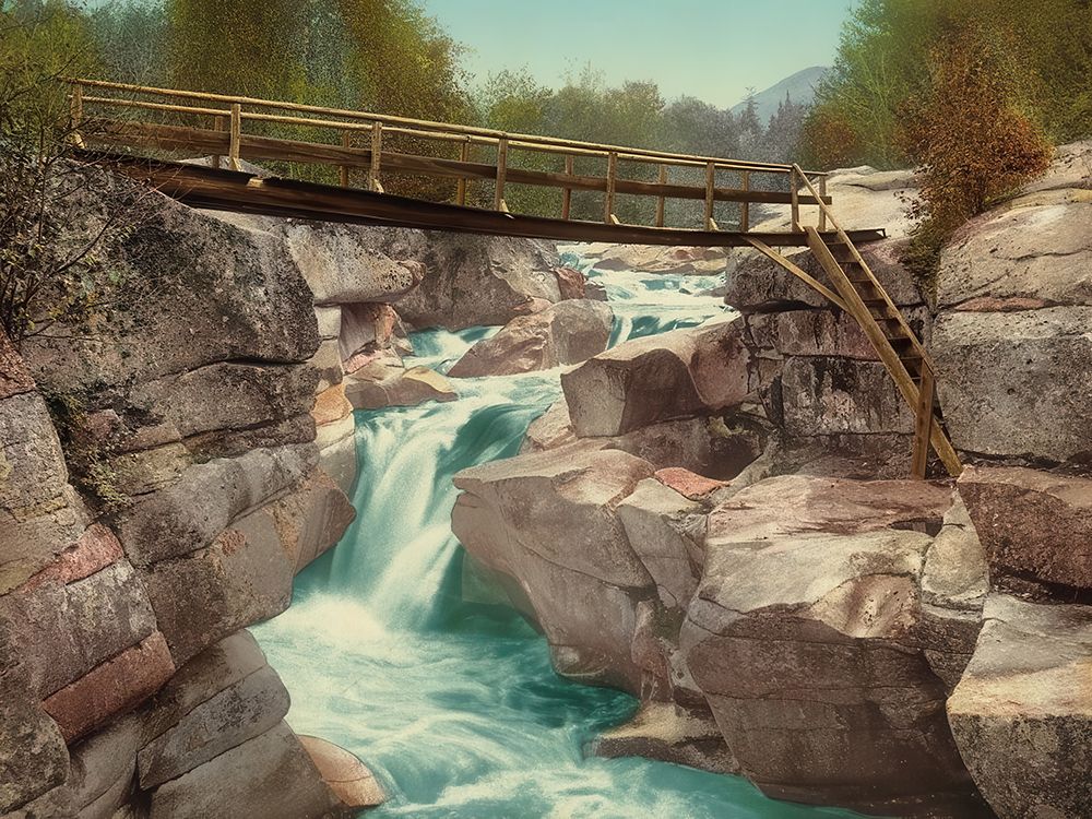 New Hampshire - Upper Falls of the Ammonoosuc White Mountains Ca 1900 art print by Vintage Photochrom United States for $57.95 CAD