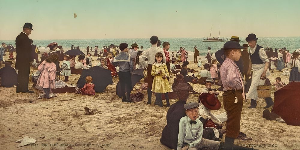 New Jersey - on the Beach at Coney Island Ca 1902 art print by Vintage Photochrom United States for $57.95 CAD