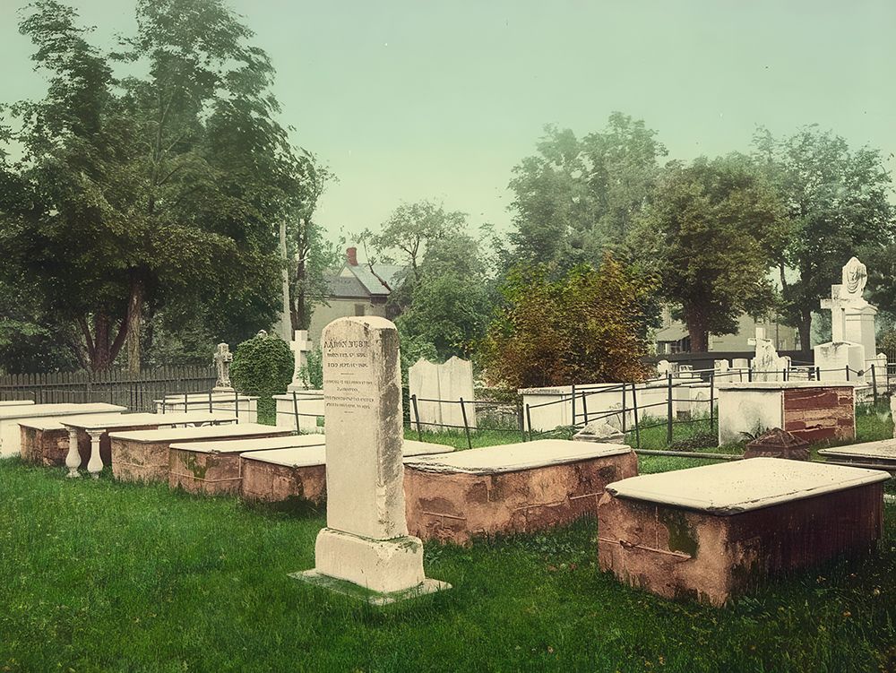 New Jersey - Presidents Row Old Princeton Burying Ground Ca 1903 art print by Vintage Photochrom United States for $57.95 CAD