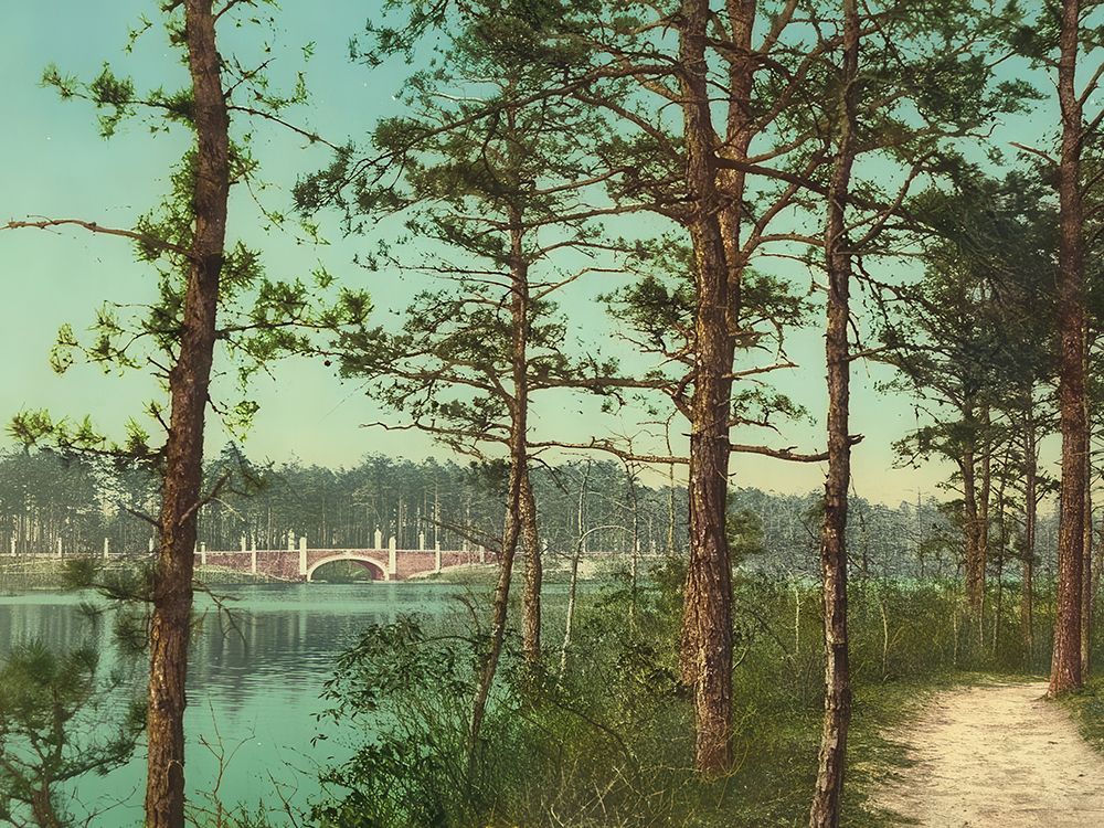 New Jersey - the Lake at Georgian Court Lakewood Ca 1901 art print by Vintage Photochrom United States for $57.95 CAD