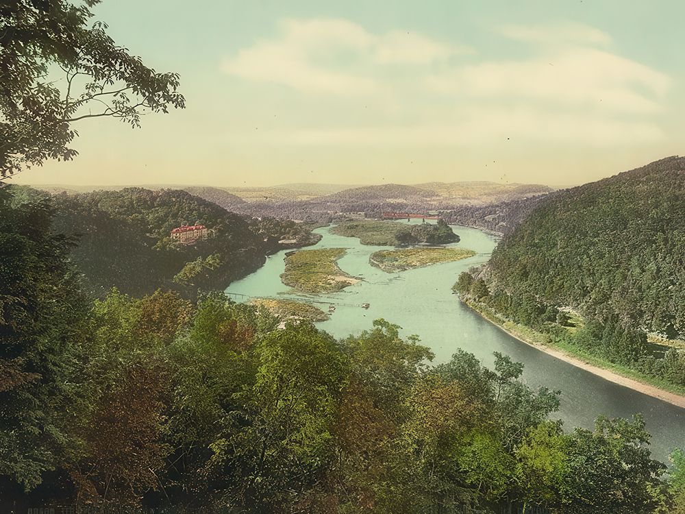 New Jersey - up the Delaware from the Water Gap Ca 1900 art print by Vintage Photochrom United States for $57.95 CAD