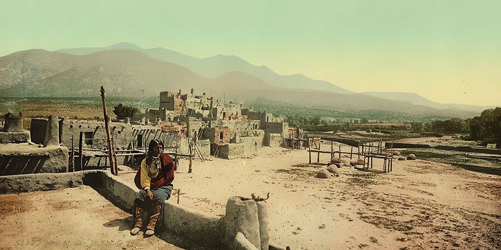 New Mexico Pueblo De Taos Ca 1898 art print by Vintage Photochrom United States for $57.95 CAD