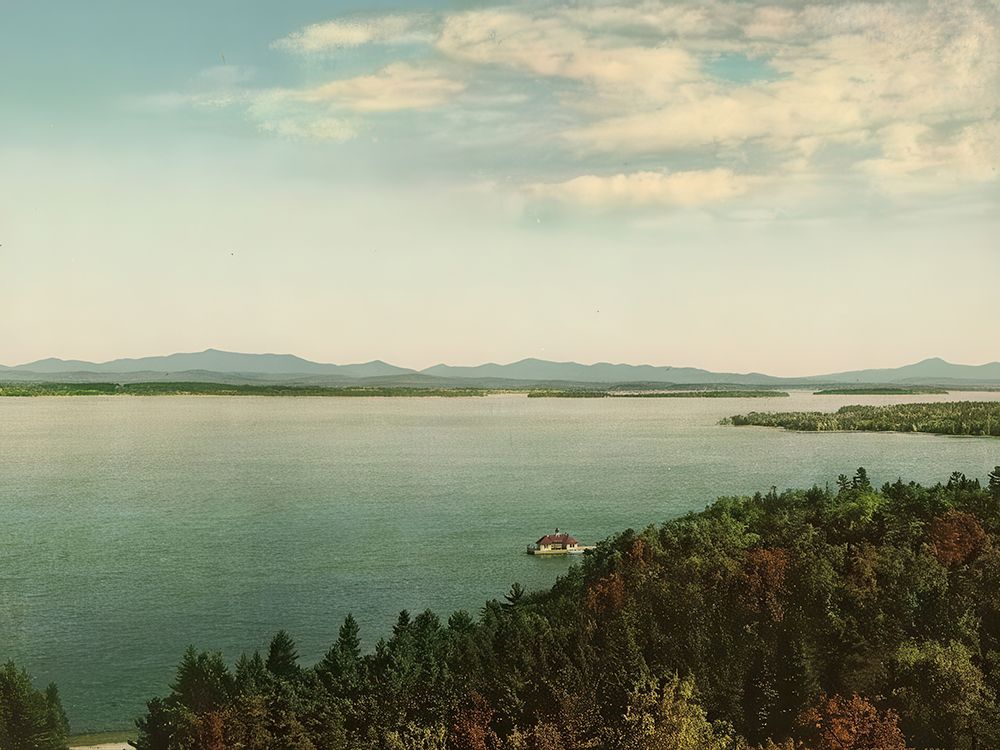 New York - Across the Lake from Hotel Champlain Ca 1904 art print by Vintage Photochrom United States for $57.95 CAD