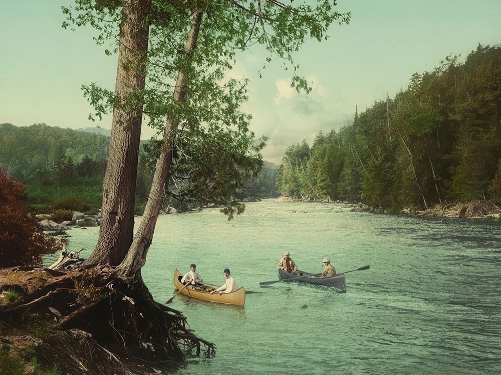 New York - an Adirondack Mountain Stream Ca 1902 art print by Vintage Photochrom United States for $57.95 CAD