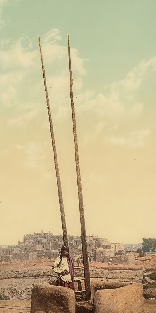 New York - an Estufa Pueblo of Taos Ca 1898 art print by Vintage Photochrom United States for $57.95 CAD