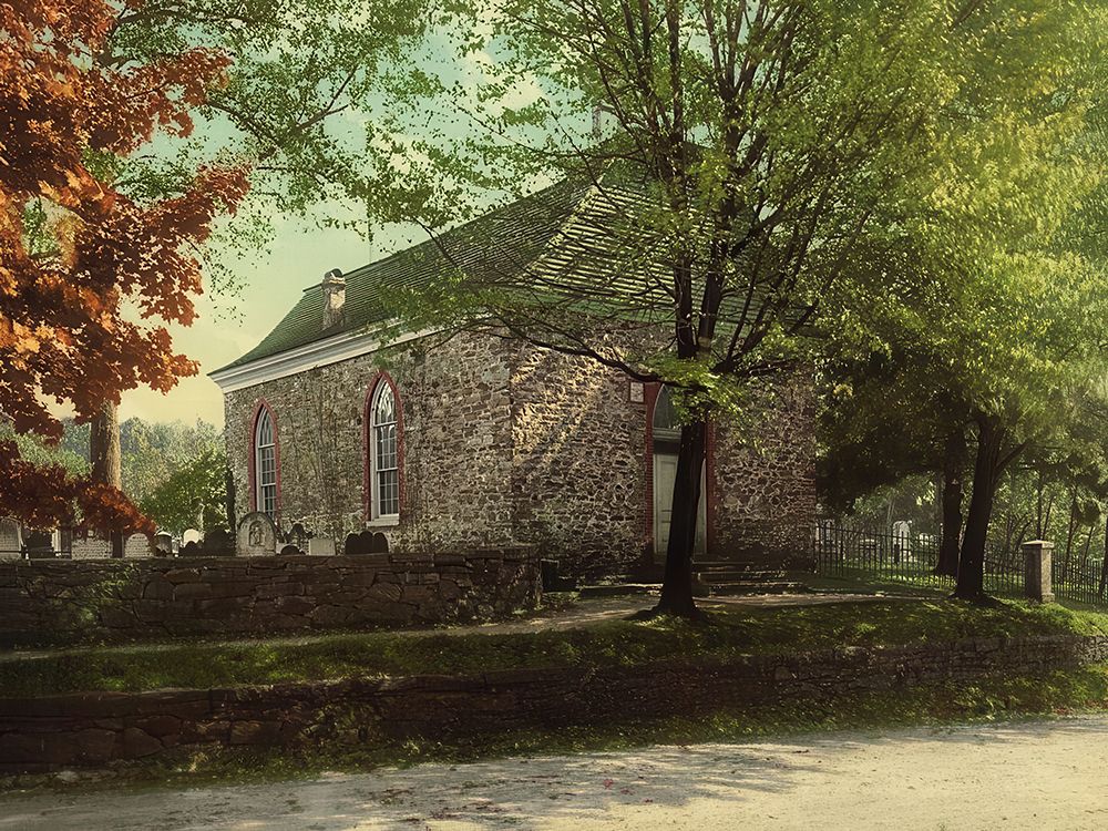 New York - Old Dutch Church in Sleepy Hollow Tarrytown Ca 1904 art print by Vintage Photochrom United States for $57.95 CAD