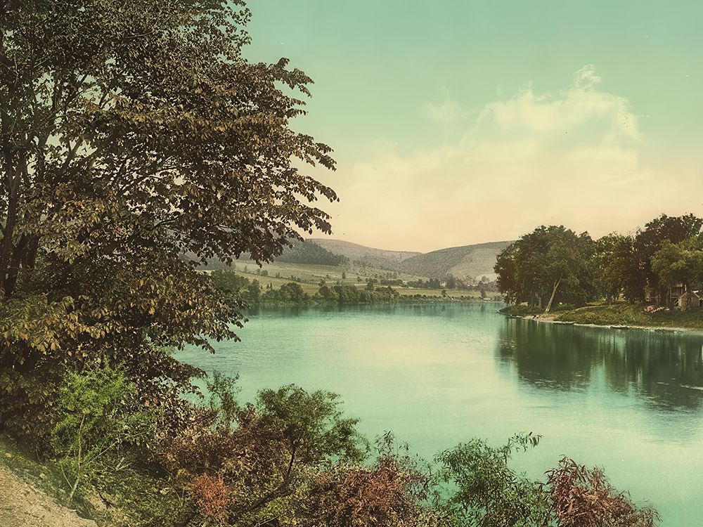 New York - Susquehanna River Near Binghamton Ca 1900 art print by Vintage Photochrom United States for $57.95 CAD