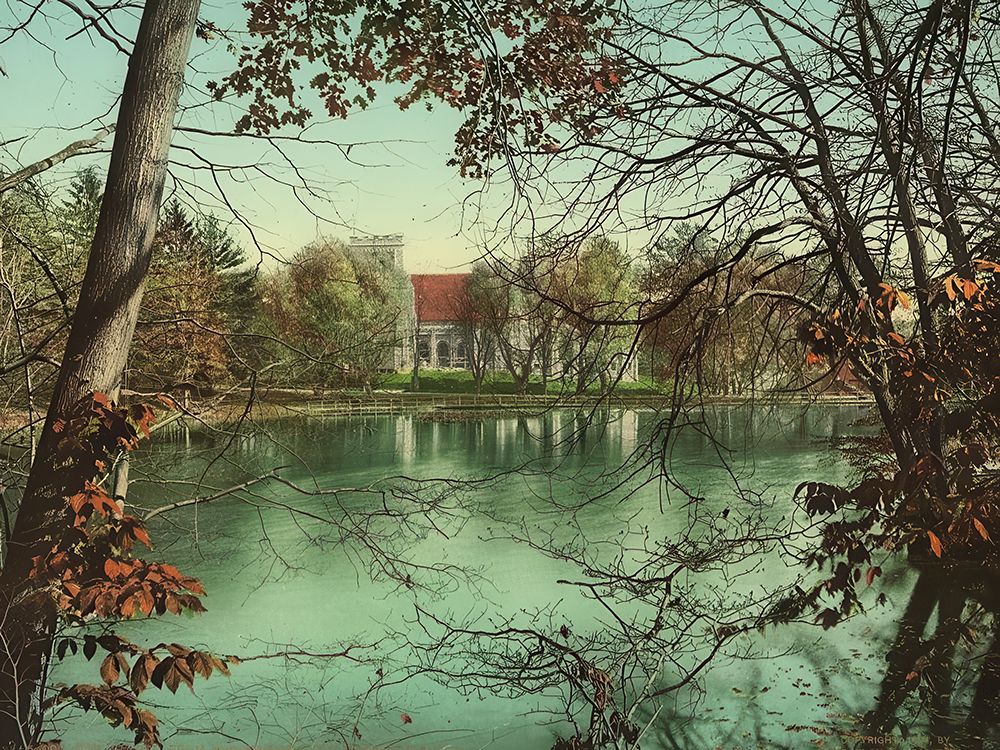 New York - the Chapel from Across the Lake Vassar College Ca 1904 art print by Vintage Photochrom United States for $57.95 CAD