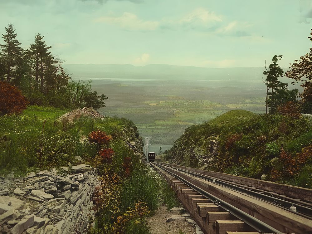 New York - the Otis Elevating Railway Catskill Mountains Ca 1902 art print by Vintage Photochrom United States for $57.95 CAD
