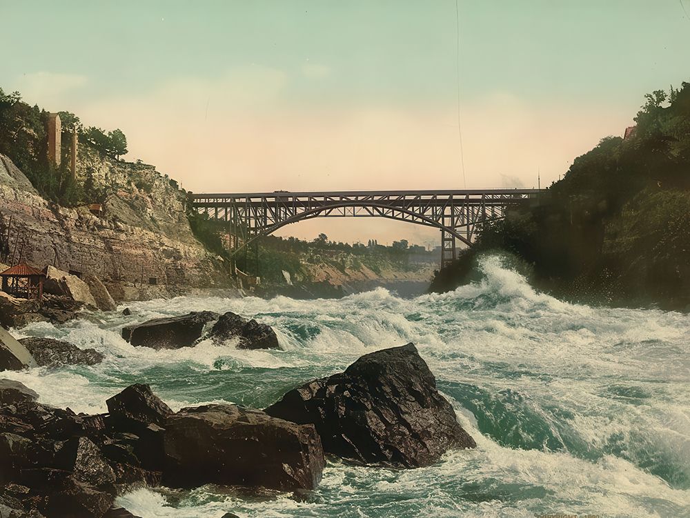New York - Whirlpool Rapids Looking up Niagara Ca 1900 art print by Vintage Photochrom United States for $57.95 CAD