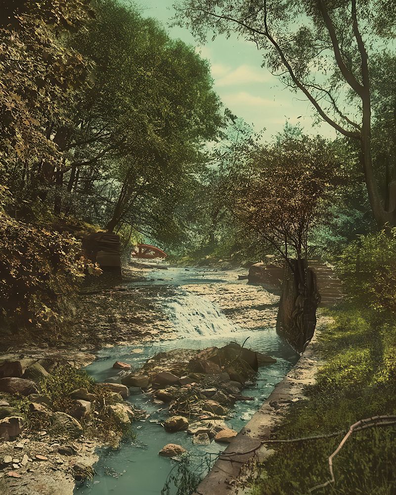 Ohio - Waterfall in Wade Park Cleveland Ca 1901 art print by Vintage Photochrom United States for $57.95 CAD