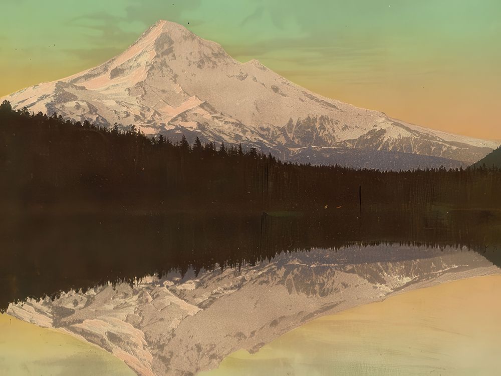 Oregon - Mt Hood from Lost Lake Ca 1900 art print by Vintage Photochrom United States for $57.95 CAD