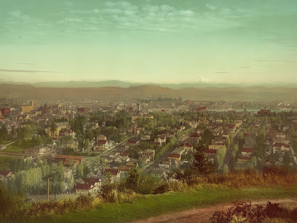 Oregon - Portland and Mt Hood Oregon Ca 1901 art print by Vintage Photochrom United States for $57.95 CAD