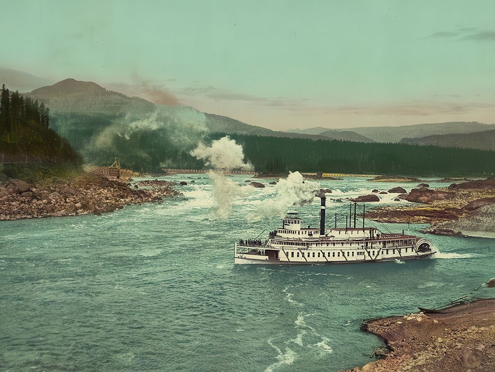 Oregon - the Cascades of the Columbia River Ca 1901 art print by Vintage Photochrom United States for $57.95 CAD