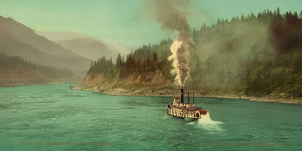Oregon - the Columbia Below the Cascades Ca 1901 art print by Vintage Photochrom United States for $57.95 CAD