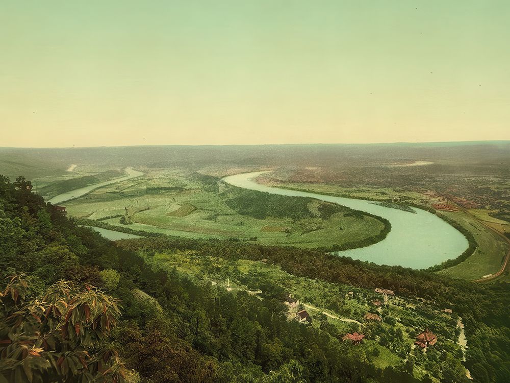 Tennessee - Moccasin Bend from Lookout Mountain Ca 1902 art print by Vintage Photochrom United States for $57.95 CAD