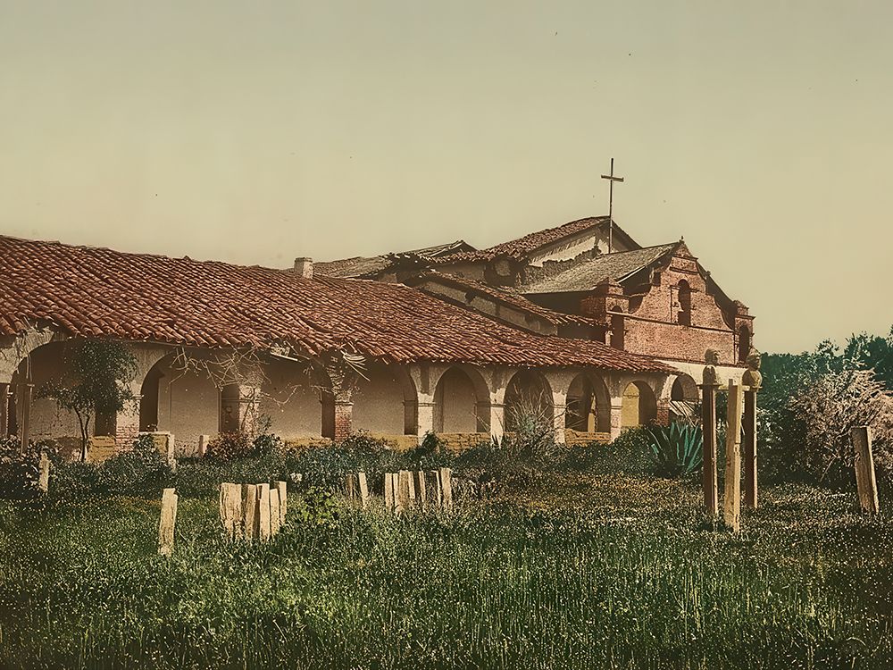 Texas - Mission San Antonio Ca 1898 art print by Vintage Photochrom United States for $57.95 CAD