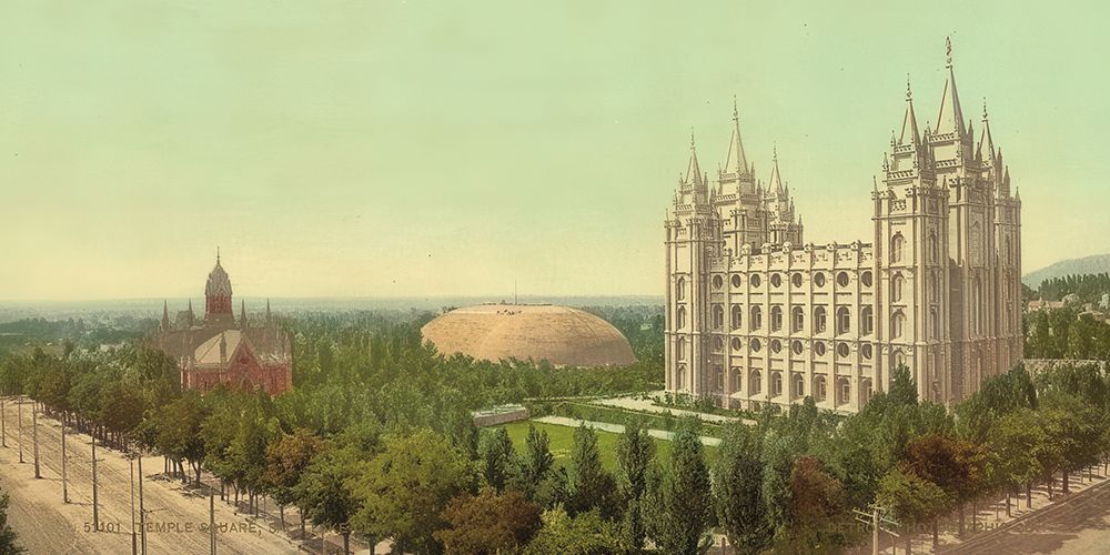 Utah - Temple Square Salt Lake City Ca 1898 art print by Vintage Photochrom United States for $57.95 CAD