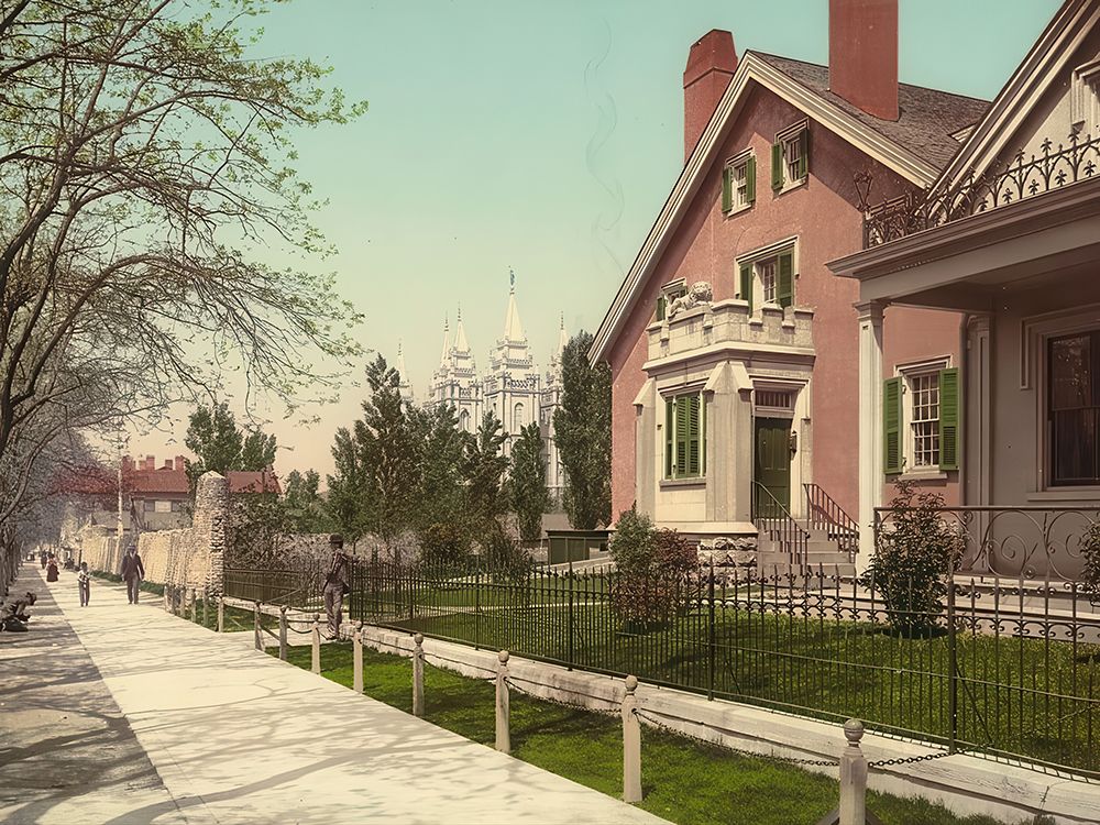 Utah - the Lion House Salt Lake City Ca 1900 art print by Vintage Photochrom United States for $57.95 CAD